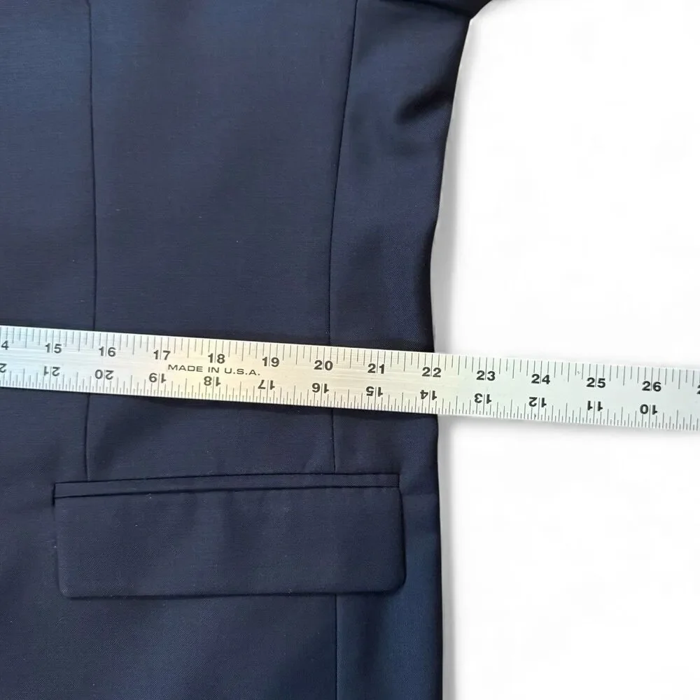 Ralph Lauren Navy Blue Wool Blazer Gold Button Mens Suit Jacket See Measurements
